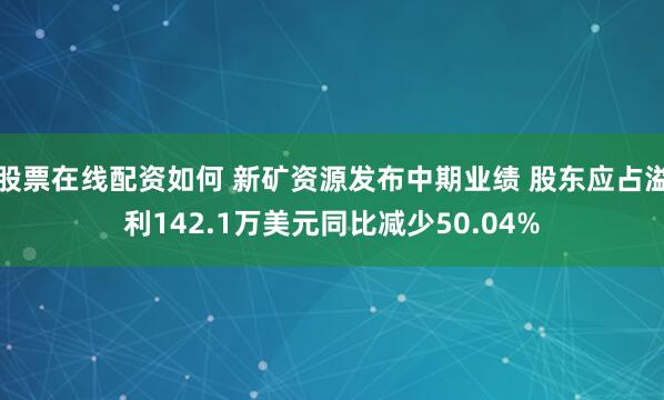 股票在线配资如何 新矿资源发布中期业绩 股东应占溢利142.1万美元同比减少50.04%