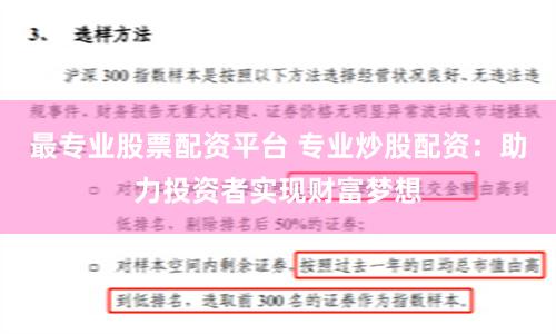 最专业股票配资平台 专业炒股配资：助力投资者实现财富梦想